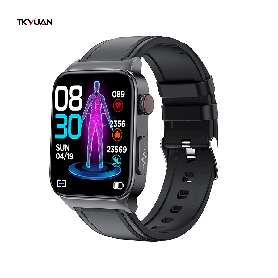 TKYUAN 2022 E500 Sport Smart Watch Electrocardiogram Temperature Blood Oxygen Sleep Monitoring Blood Glucose ECG PPG Smart Watch