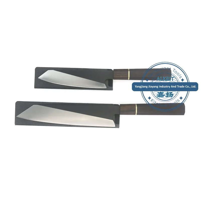 (ALHK-OW606) 6 и 8 дюймов черный нож шеф-повара Kiritsuke с восьмиугольной ручкой из черного дерева флокировкой