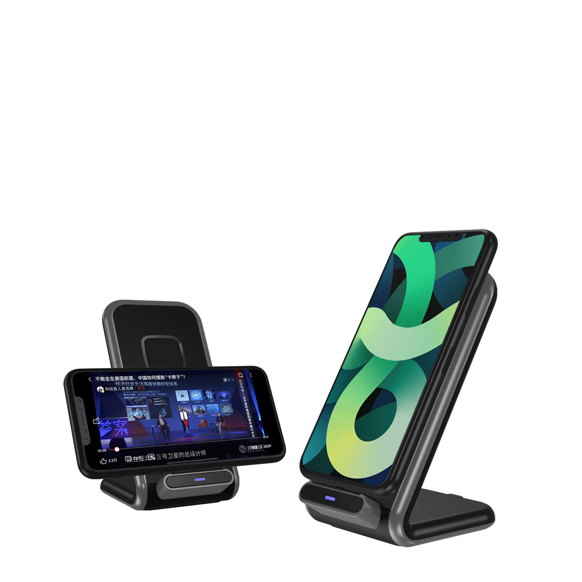 Mobile Phones Holder 2021 Wholesale Wireless Charger 2 in 1 Qi Stand 15W Fast Wireless Charging Adapter for iphone 12 Charger