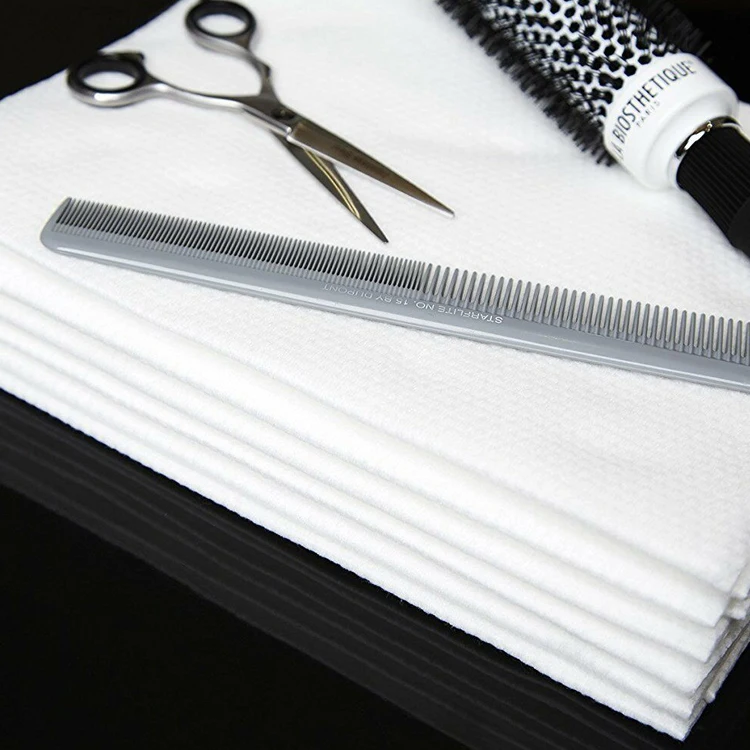 
50pcs/ pack customised high quality biodegradable non-woven disposable hair towels for beauty salon use 