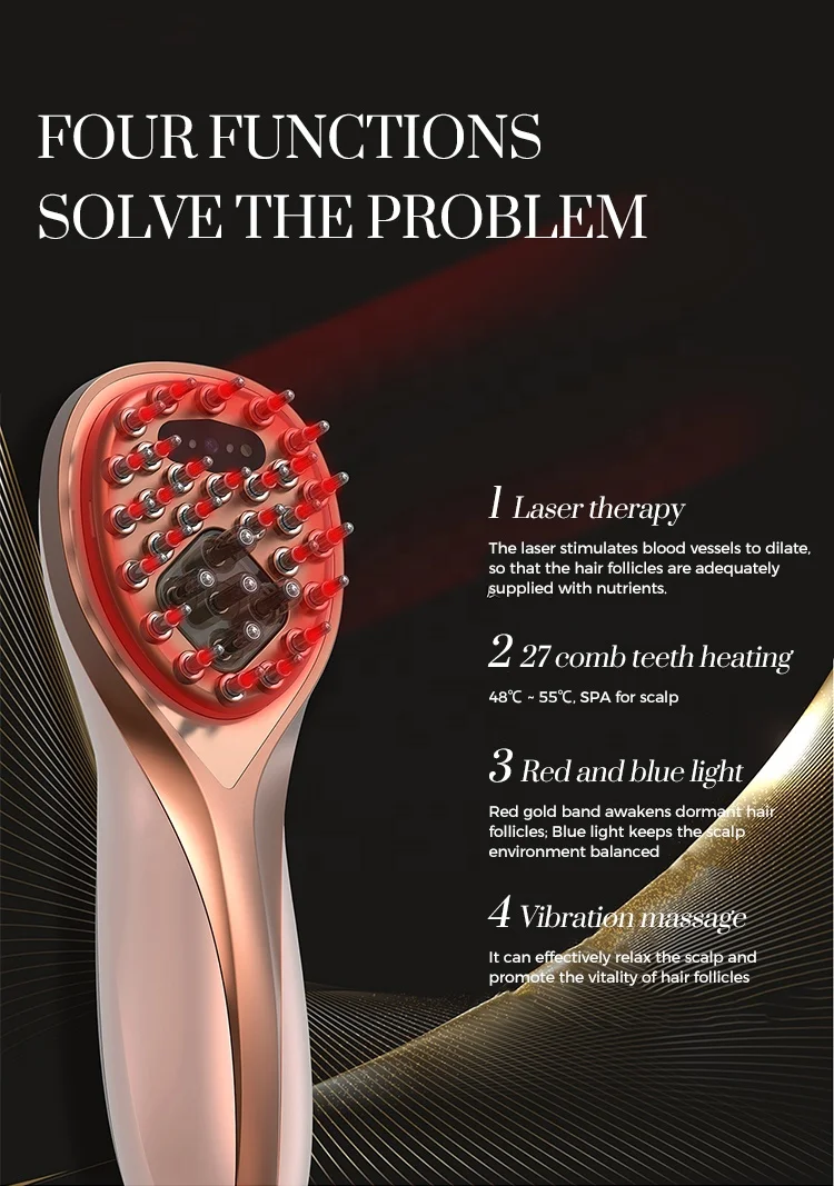 New Product Ideas 2024 App Visible Hair Scalp Massage Comb LED Red Blue Light Laser Hair Growth Comb Brush With Camera