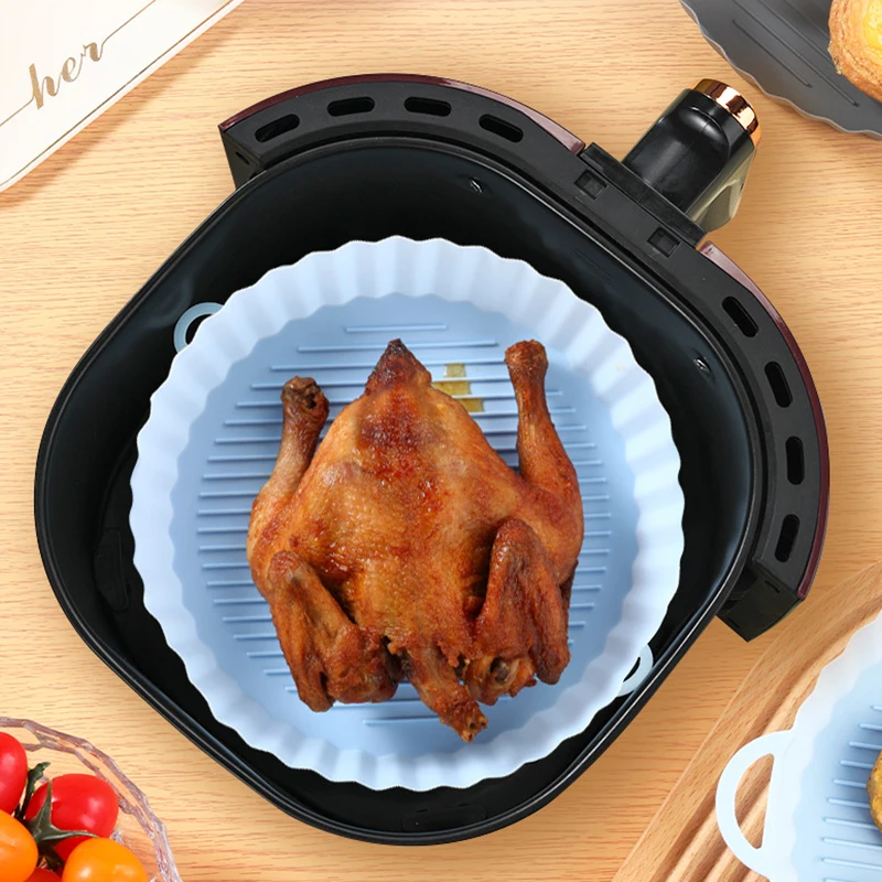 Wholesale New Design Reusable Silicone Pot Basket Air Fryer Liners With Handles