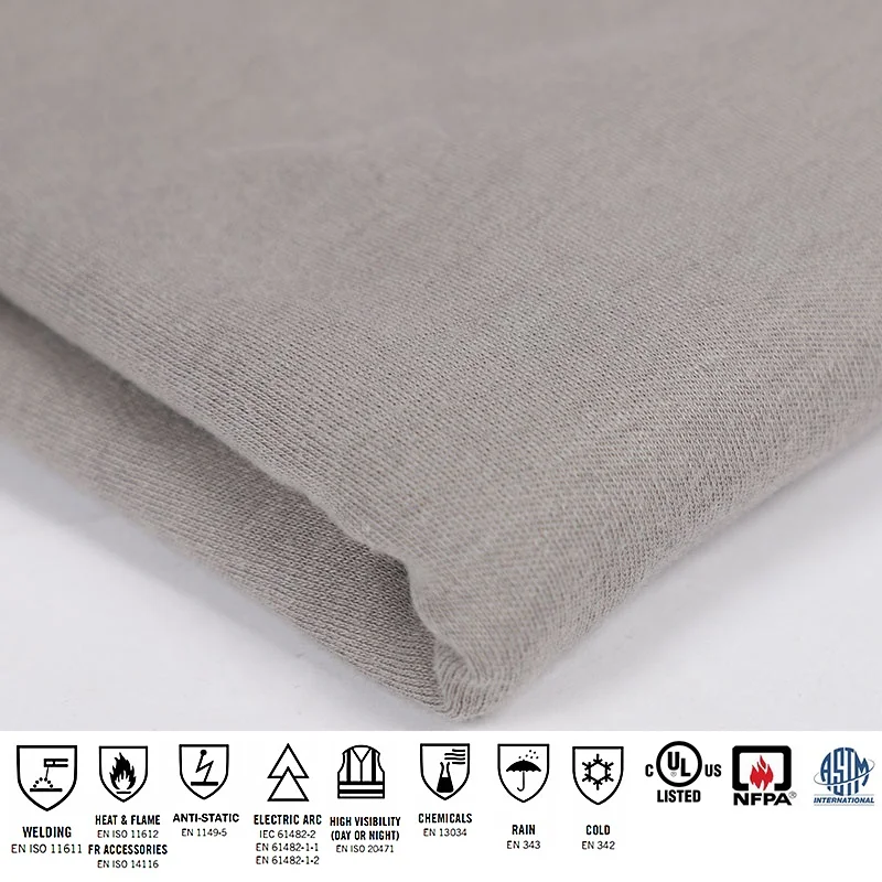 HRC 2 arc flash cotton anti fire flame resistant protective knitted fabric henley shirt NFPA 2112 NFPA 70E CAT 2