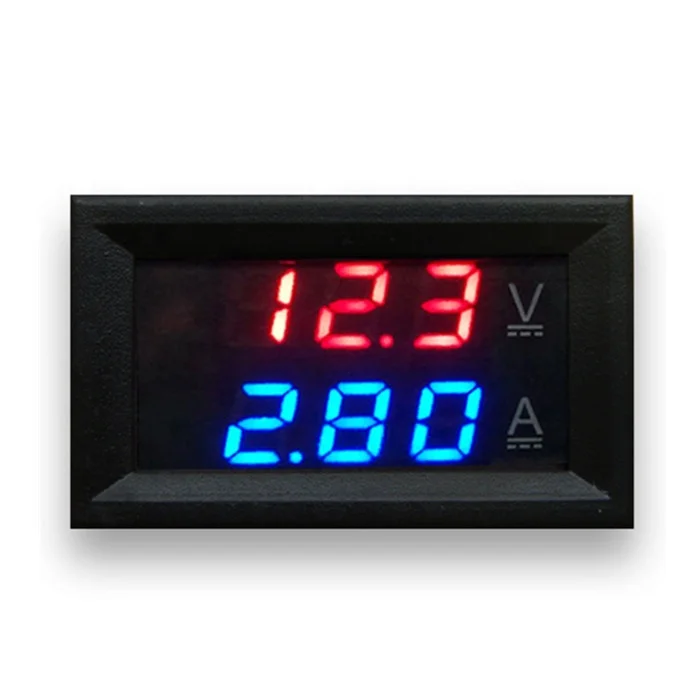 10A Red and blue LED DC dual display digital voltage ammeter headband Dc0-100v  fine tuning