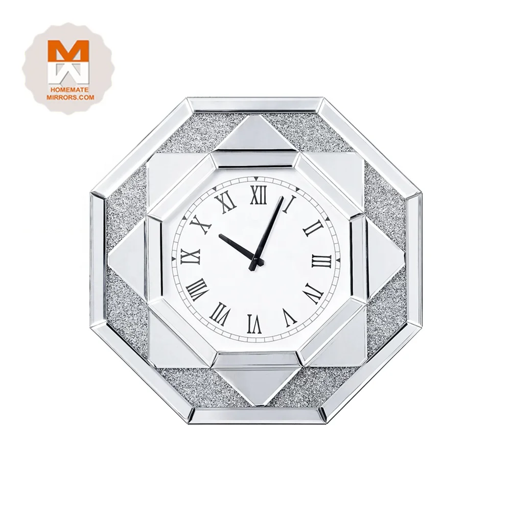 Sparkling crushed diamond mirrored the Eight Diagrams wall clock HMD22042