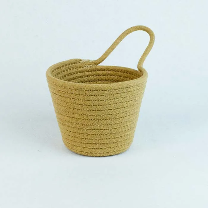 house hold storage bins cotton rope basket with handles for key