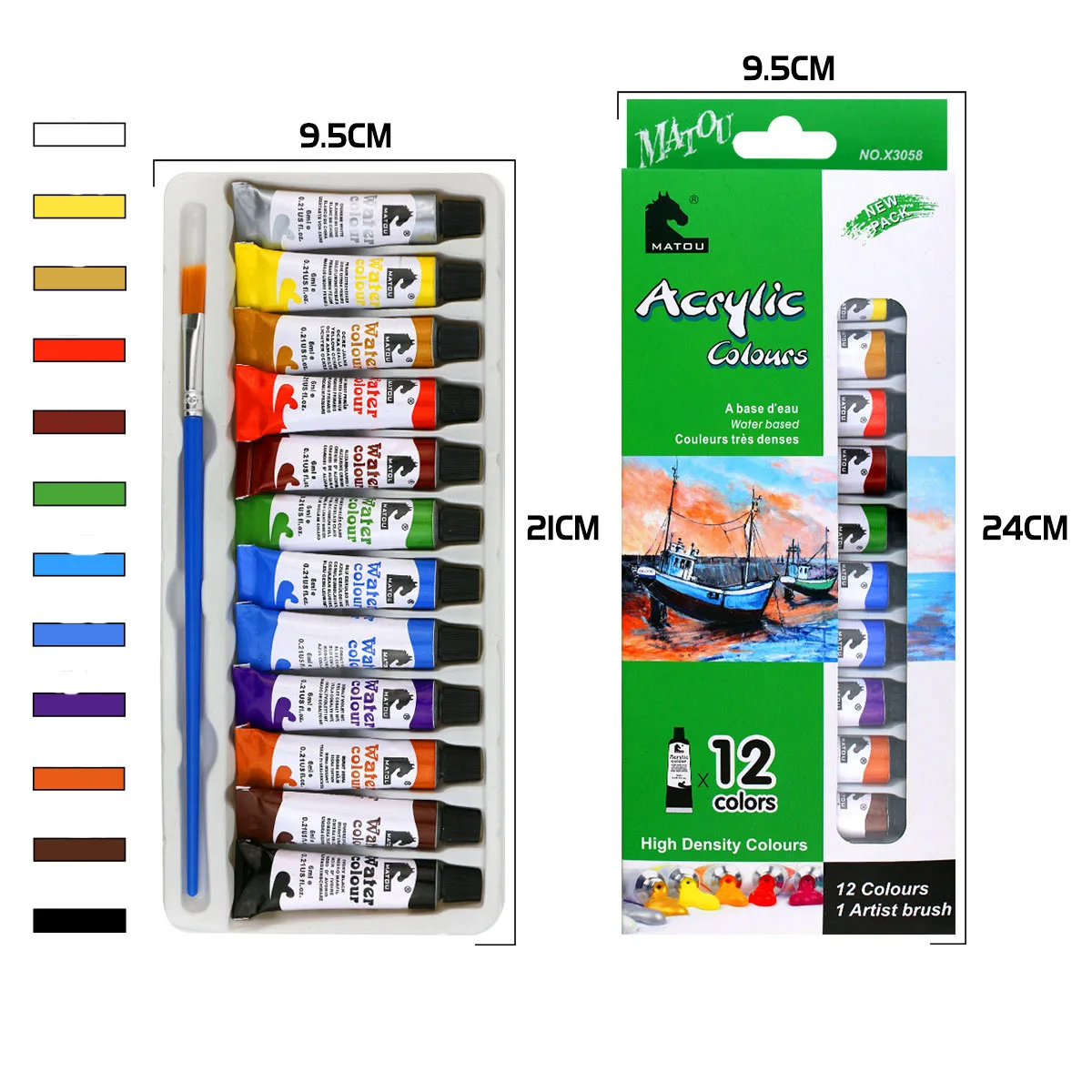 Opeth 0.2oz/6ml 12 Colors Acrylic Paint Set With Brush DIY Painting Graffiti Paint Professional Art Supplier