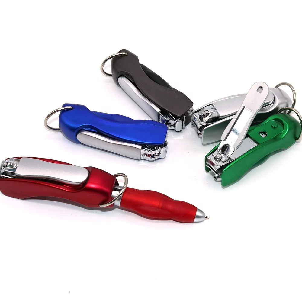 Customized your brand function light nail clippers pen with key chain for logo gift pen