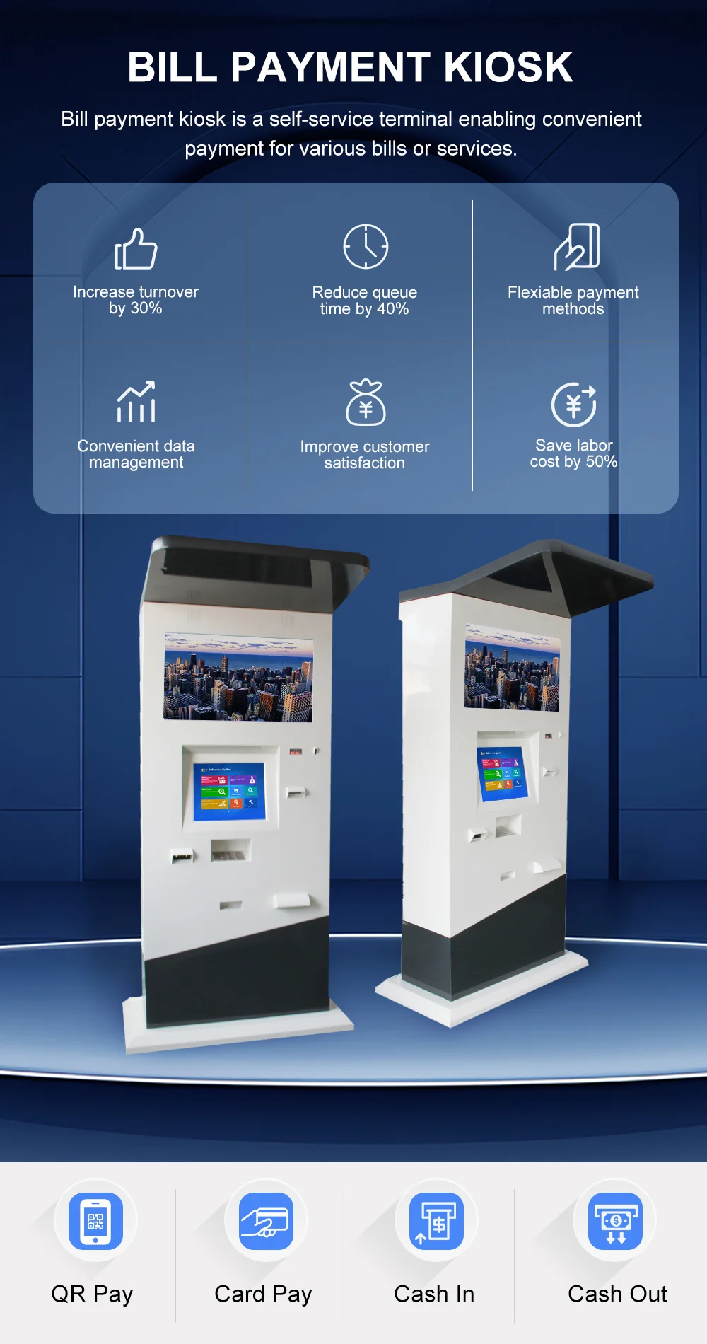 Coin Operated Dual Screen Coin Dispenser Ticket Vending Outdoor Kiosk Machine Card Dispenser Cash Payment Outdoor Kiosk