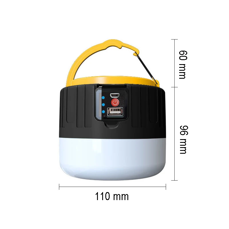 Solar Charging Ball Bulb Camping Lamp with Hook, Mobile Portable Outdoor Emergency Lamp for Night Market