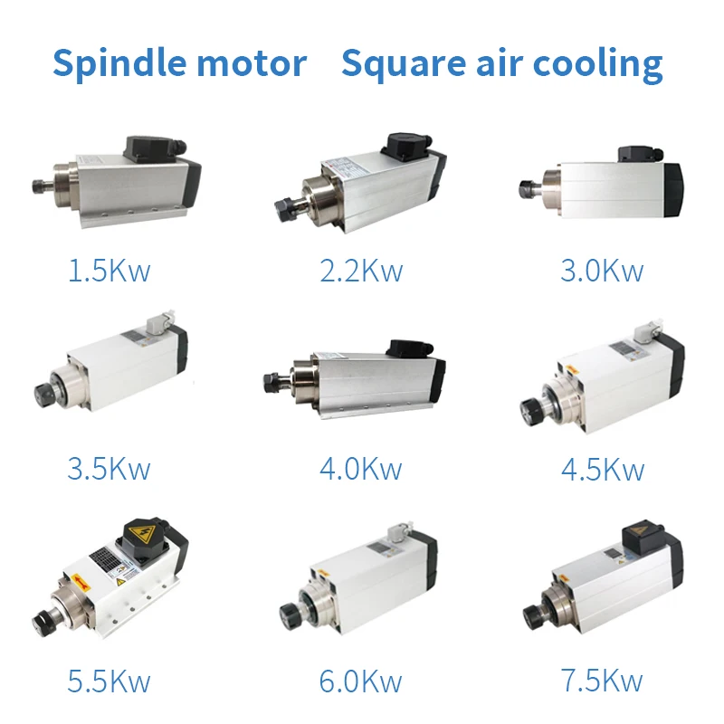 Engraving machine spindle motor air cooling 1.5/2.2/3.5/4.5/6KW high-speed square air cooling ER32