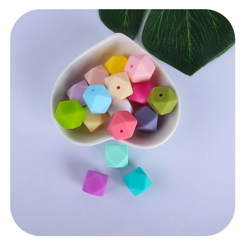 14mm octagonal silicone bead teething toy Baby products DIY teether bracelet pacifier chain necklace jewelry accessories