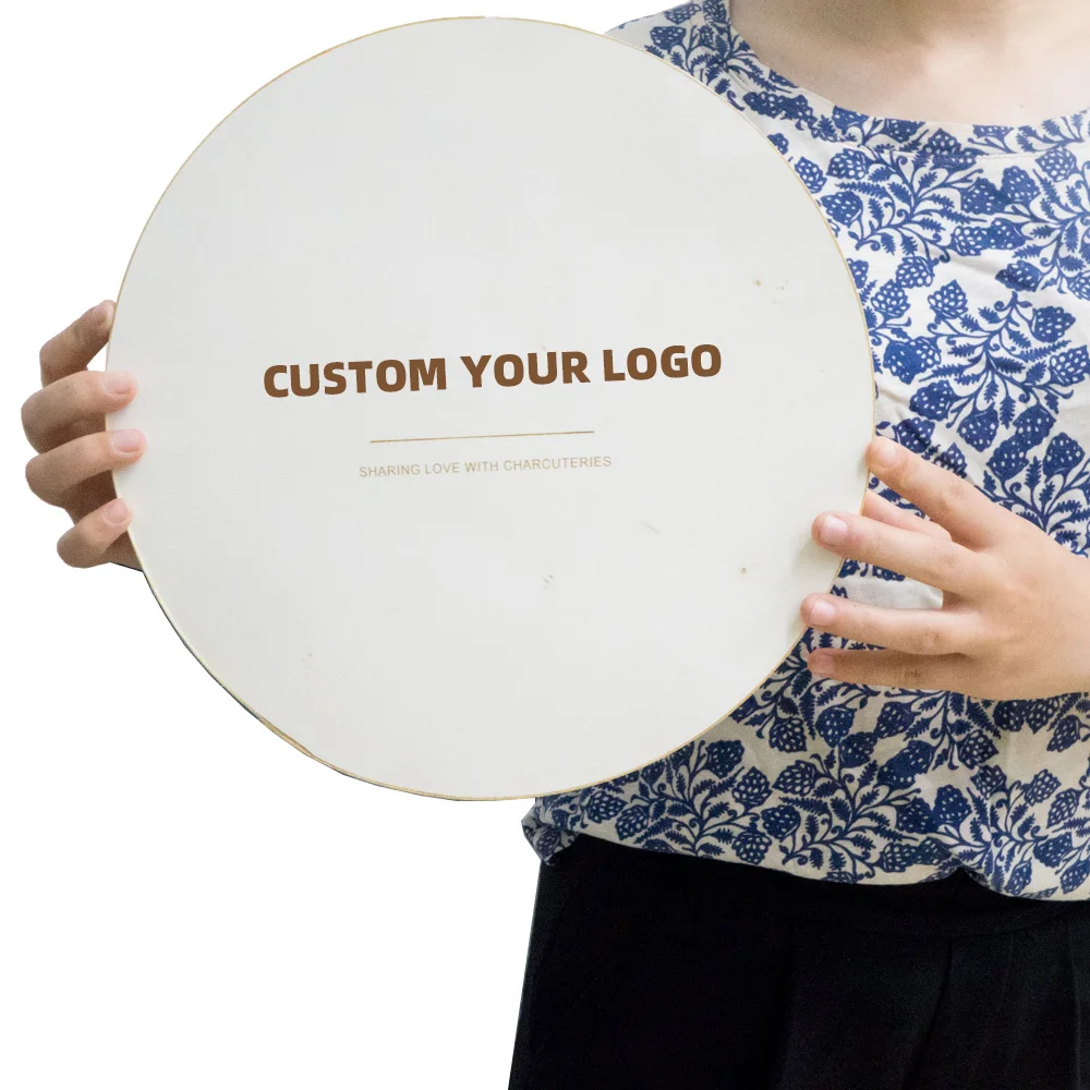 Reusable 12inch To go Disposable Food Board Containers Balsa Wood Round Gift Dessert Cheese Platter Box for Charcuterie with Lid