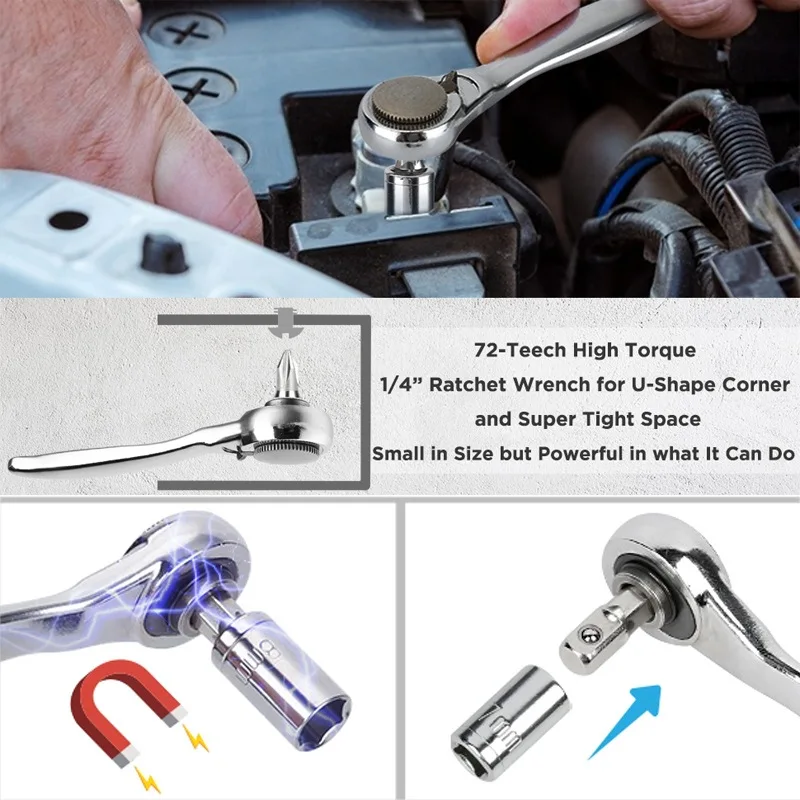 Multi-function mini 28 in 1 sleeve inside hexagonal ratchet wrench screwdriver tool set