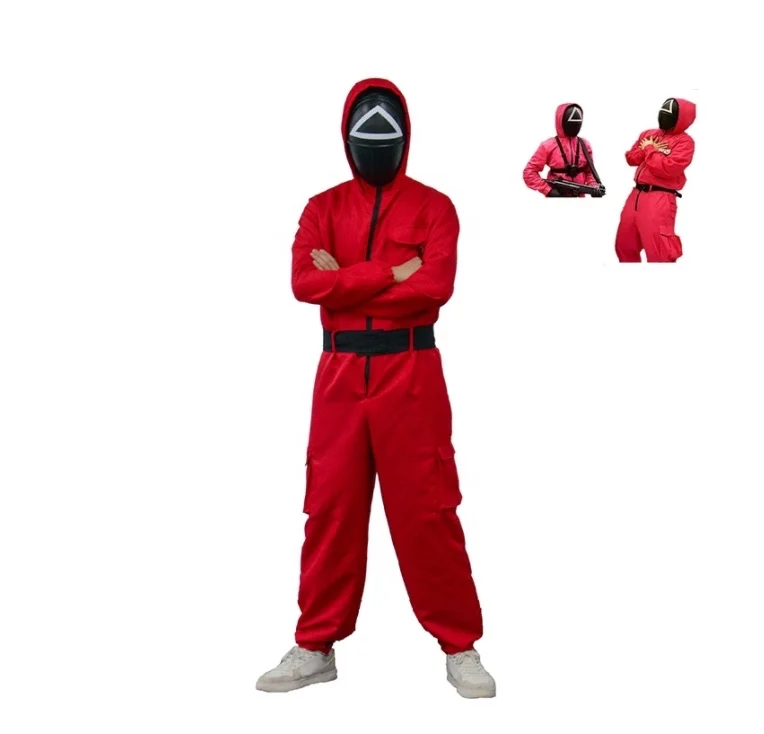 Korean TV series squid game cosplay clothes halloween costumes Same paragraph red Jumpsuits