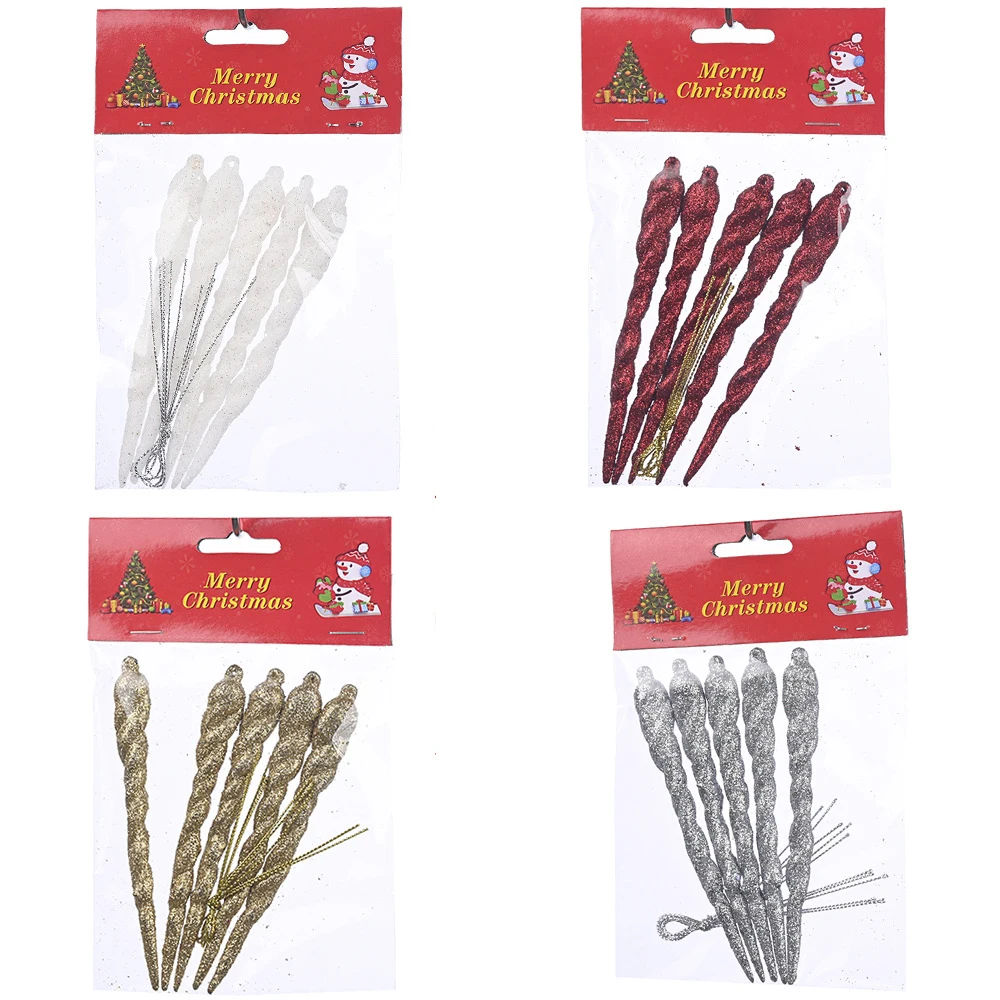 Christmas Tree Pendant Transparent Luxury Acrylic Clear Glass Creative Colour Icicle Magic Stick Spiral 5 Inch Handing Ornaments