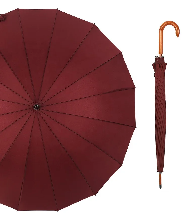 Factory Wholesale Cheap Hot Sale J Type Wooden Handle Straight Pole Wooden Umbrella Custom Automatic Umbrella