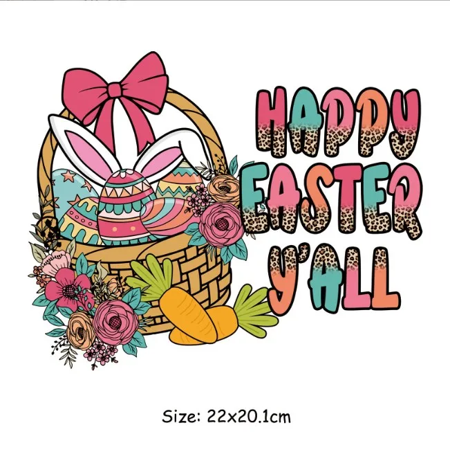 Happy Easter Day designs iron on printable plastisol vinyl film designs press sticker logo heat transfer printing for t shirts