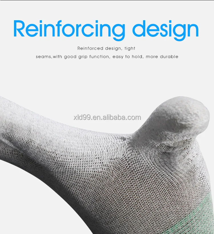 esd-safe nylon knit gloves esd pu palm glove esd protection Nylon Carbon PU Palm Coated Gloves