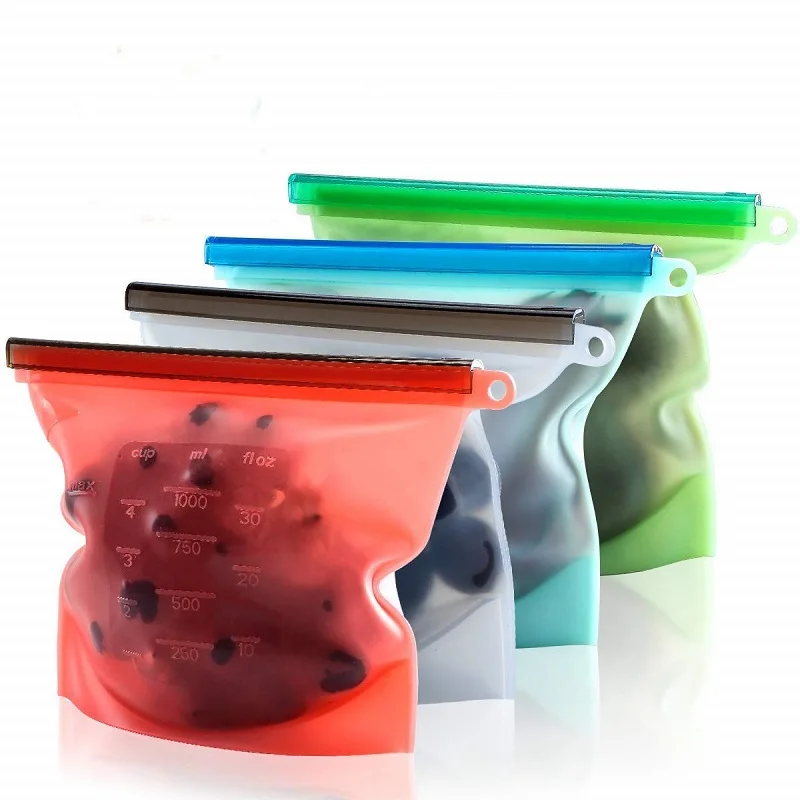 BPA free Leakproof Preservation Reusable Food Fresh Cover Silicone Food Storage Bag