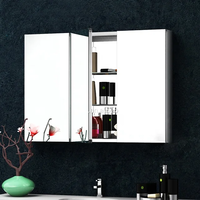 Aluminum glass door wall mounted storage bathroom mirror medicine cabinet for toilet