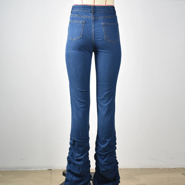 
Hot style fashion wholesale slim extra long folds discounted legs trousers for women 