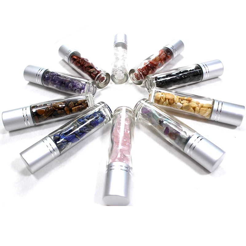 Custom Natural Crystal Gravel Stones Colorful Rolling Stones Bottle Essential Oil Bottles