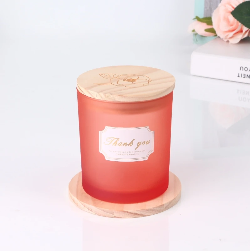 Factory sell classic 8oz 10oz 12oz 15oz frosted glass candle jar with customized logo and lid