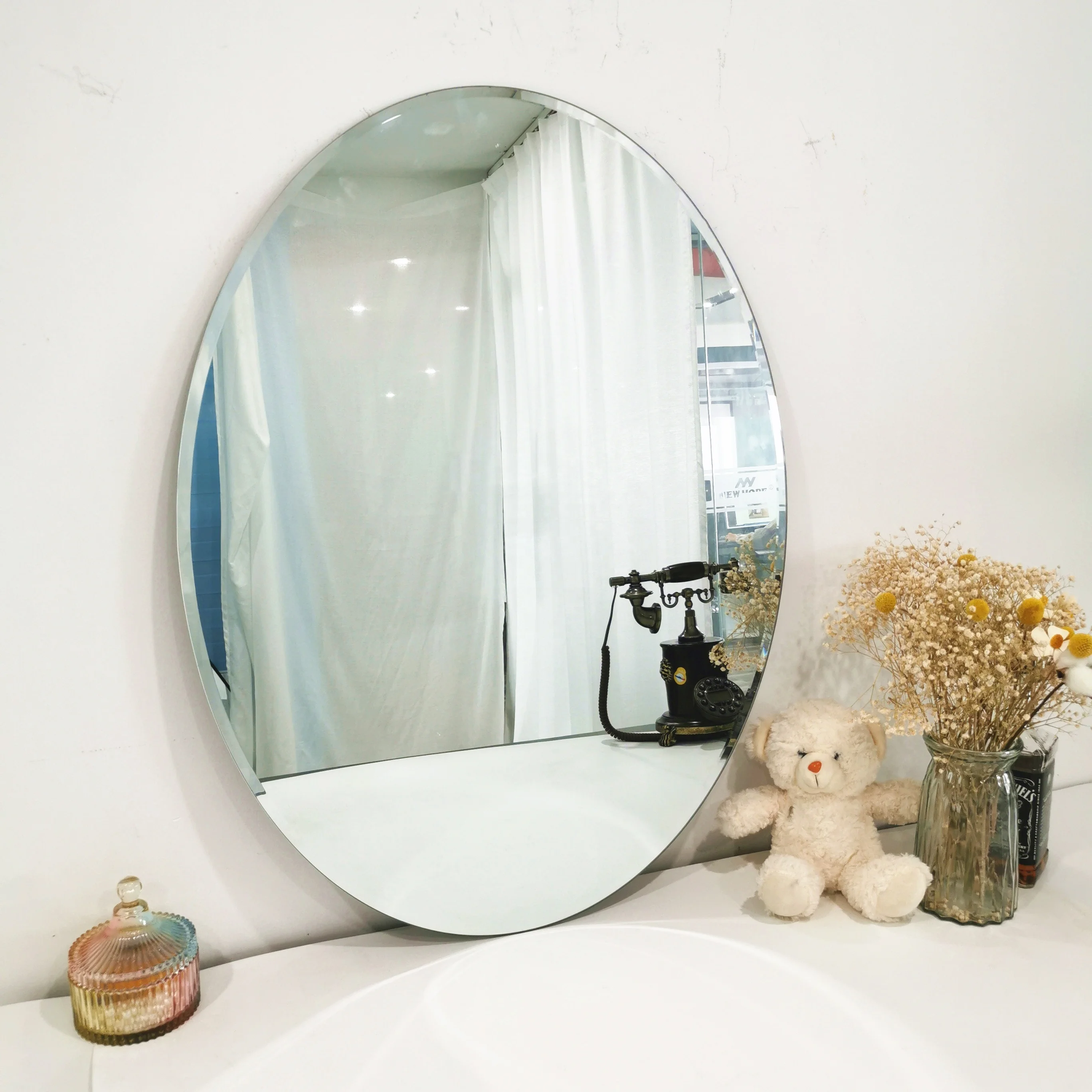 Oval Frameless Bathroom Mirrors/Decoration Designs Frameless Mirror Mounting Hardware