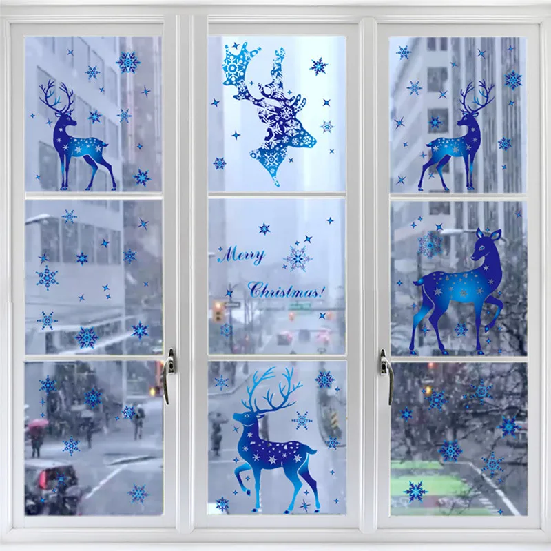 2021 New Christmas Decorations Snowflake Stickers Glass Window Decoration Elk