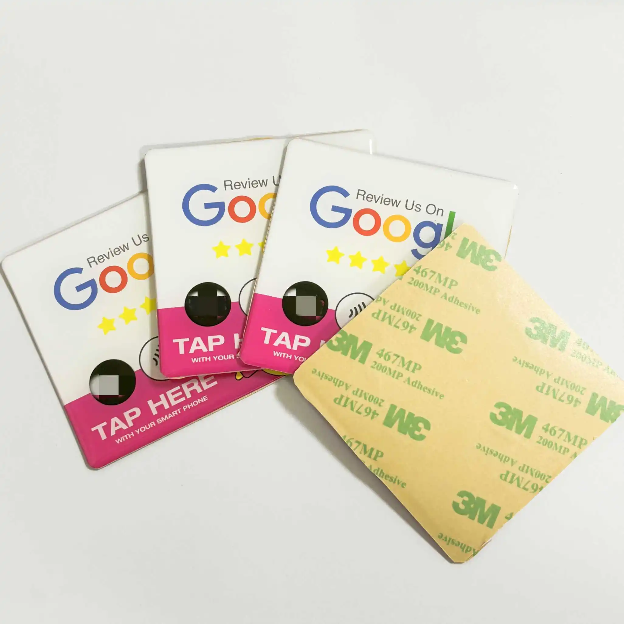 2024 Best Selling Factory Direct Custom Design Size NTAG216/213 Programmable  Epoxy NFC Google Review Card With Adhesive Backing