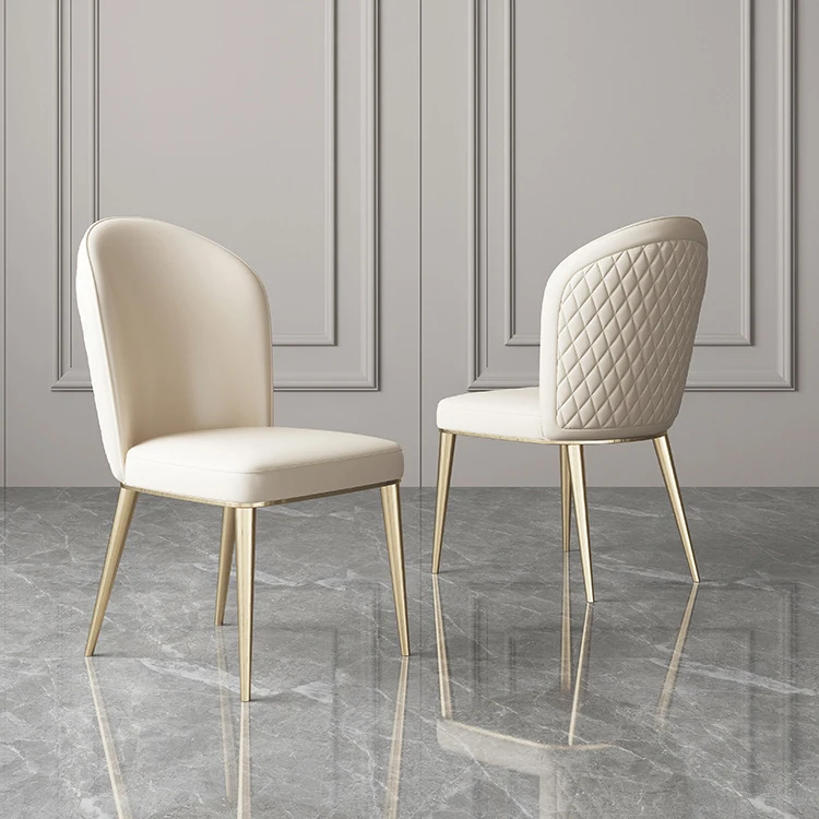 2022 Luxury Upholstered Dining Chair Dining Room Chairs for Restaurant Hotel Home with Gold Stainless Steel Leg Leather Modern