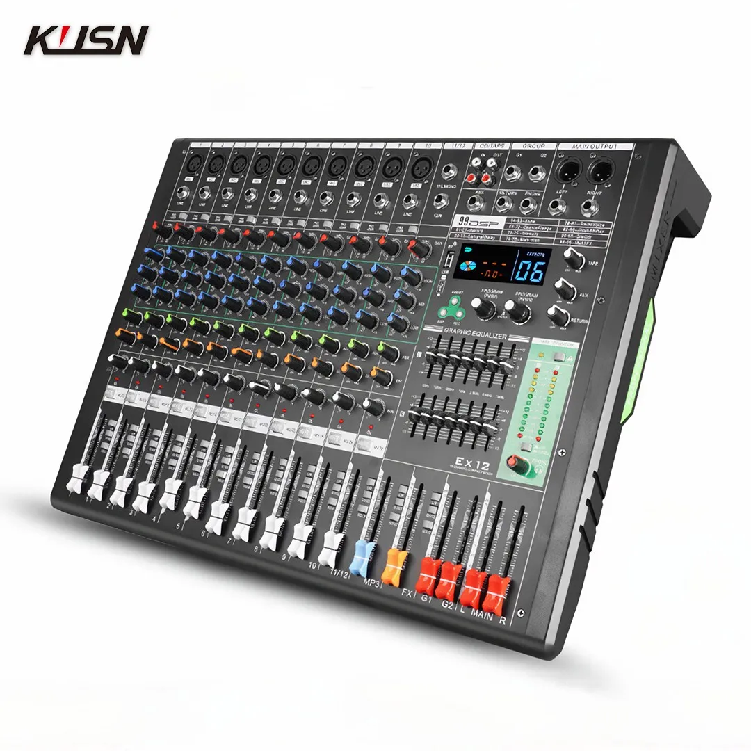12-канальный Профессиональный цифровой микшер 99 DSP Bluetooth MP3 USB аудио консоль