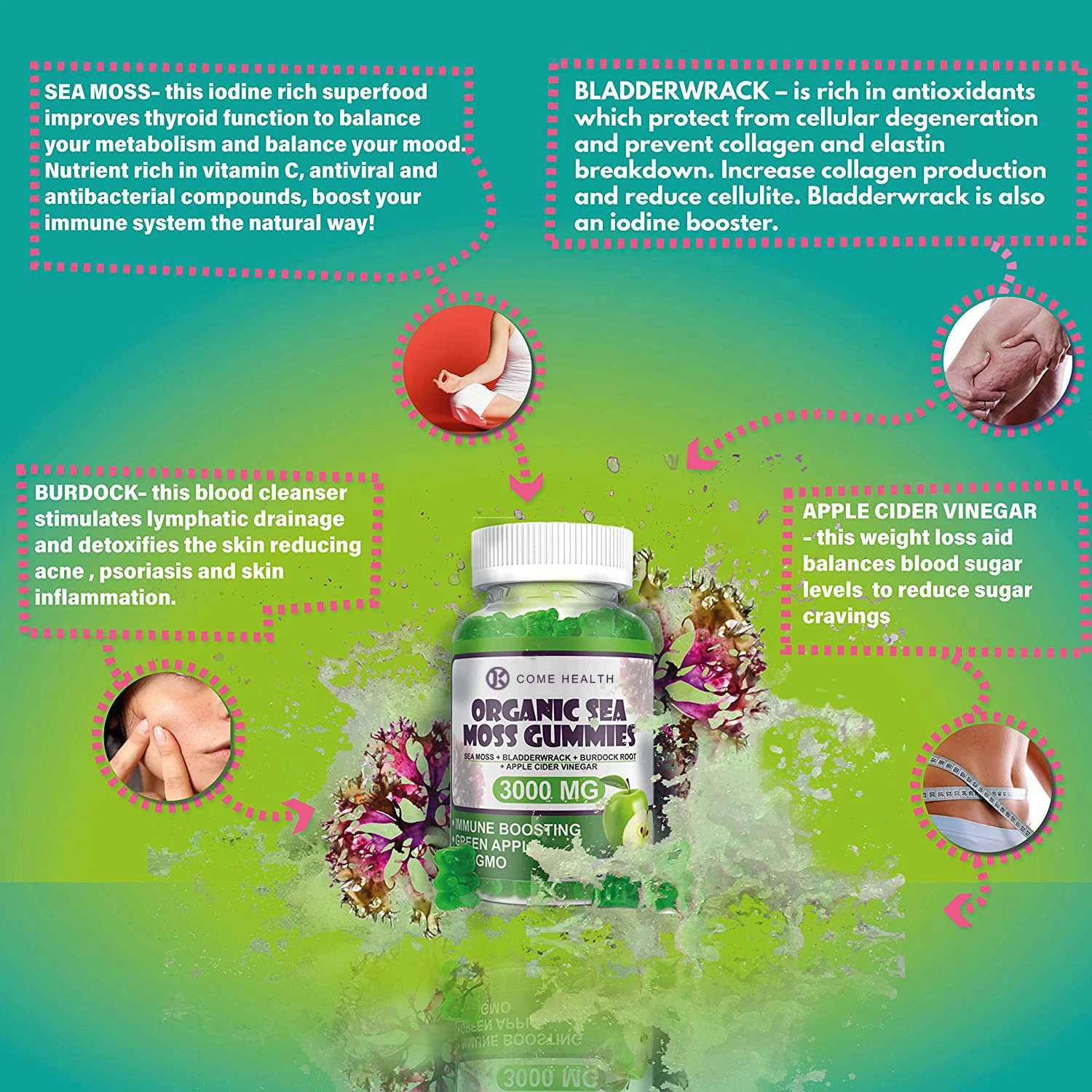 Natural Organic Sea Moss Gummies Bears OEM Healthcare Supplements Seamoss Gummy
