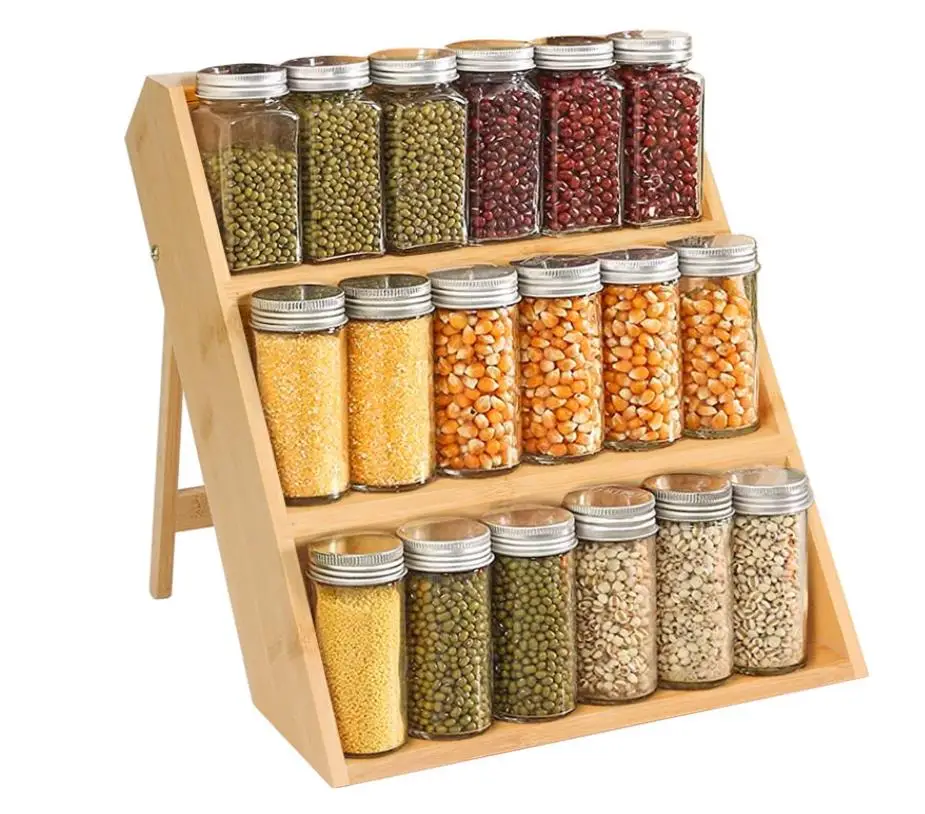 Custom 3-уровневая Полка для специй-Универсальный бамбуковый органайзер для специй-экологичный кухонный столешница стоячий органайзер для приправ