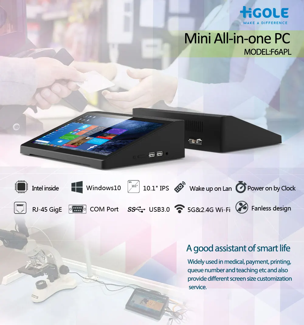 Мини-ПК Higole F6Apl 10 1 дюйма Windows промышленный безвентиляторный ПК с сенсорным экраном планшетный для системы Pos