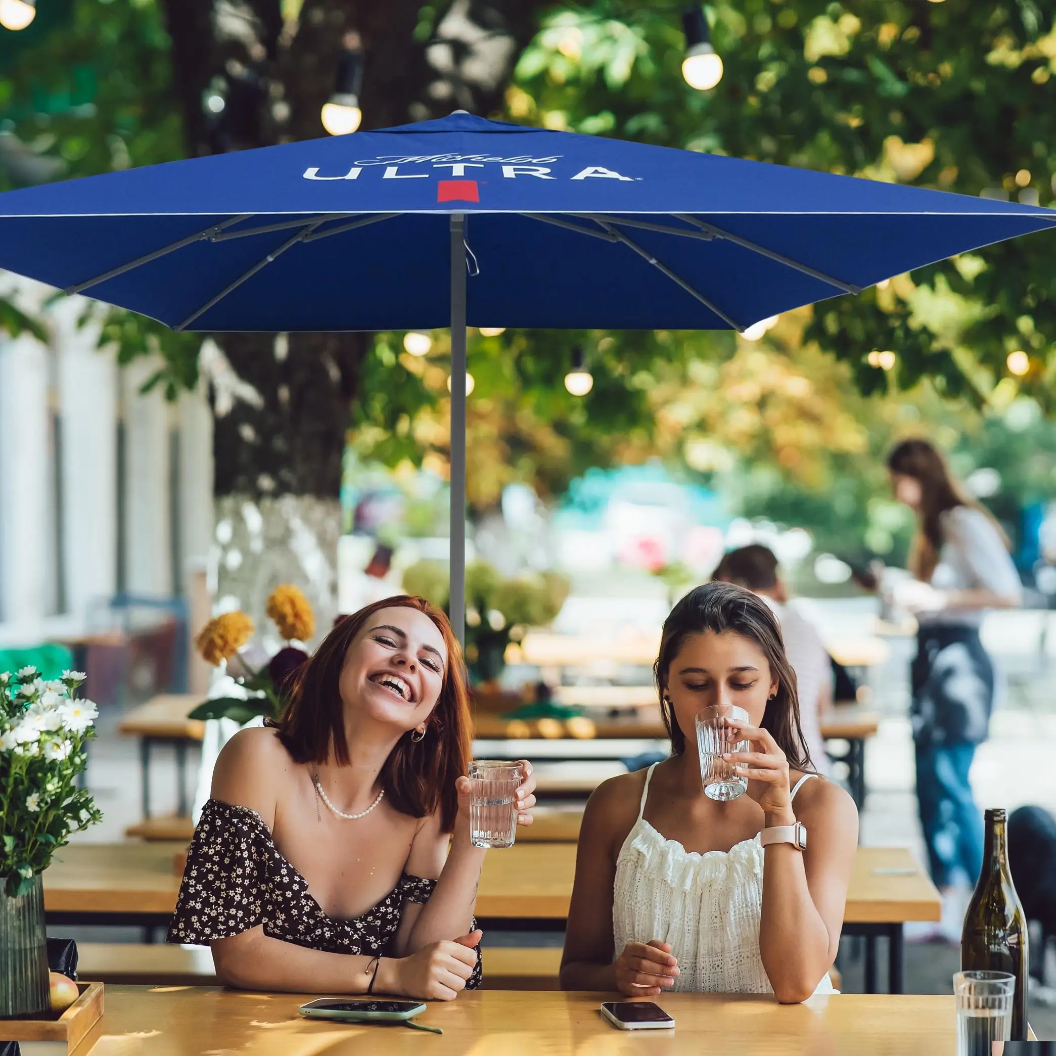 HLY Parasol Garden Sunshade Big Promotional Umbrella with Company Logo Branded Custom Advertising Outdoor Wooden Umbrella