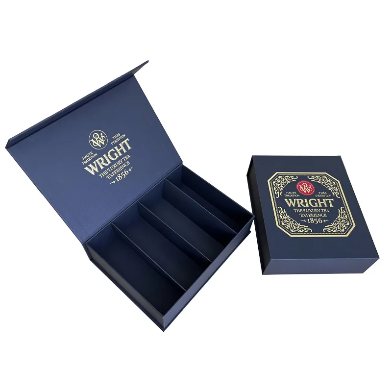Elegant Tea Storage Box with Foil Stamping Magnet Closure With Custom Insert