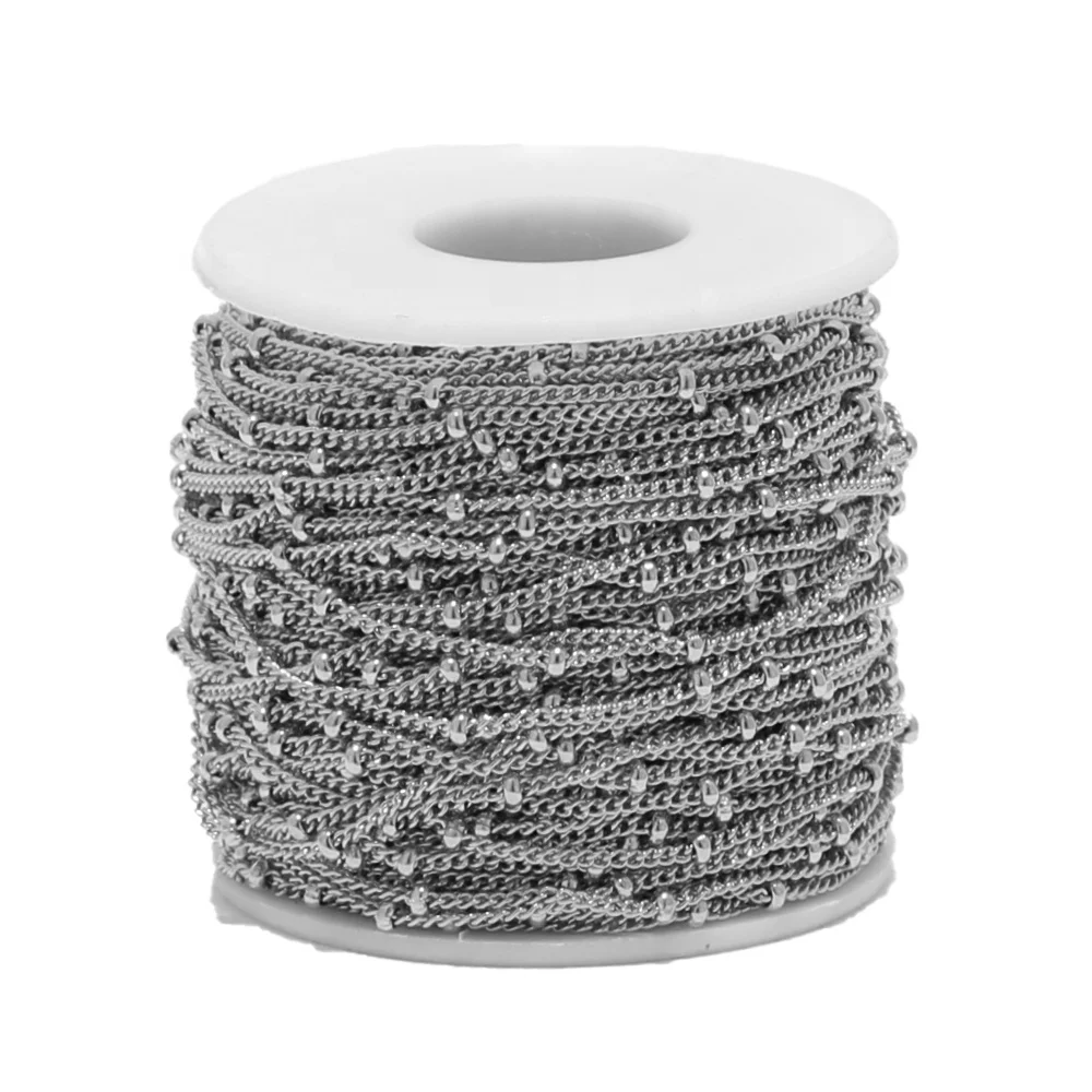 Stainless Steel Satellite Curb Ball Beaded Chains DIY Jewelry Making Accessories Necklace Bracelets