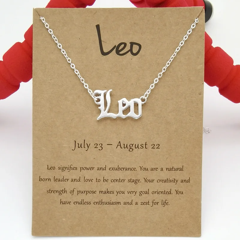 VintageTwelve Constellation Clavicle Horoscope Pendant Zodiac Sign Women Letter Chain Choker Silver Gold Custom Card Necklace
