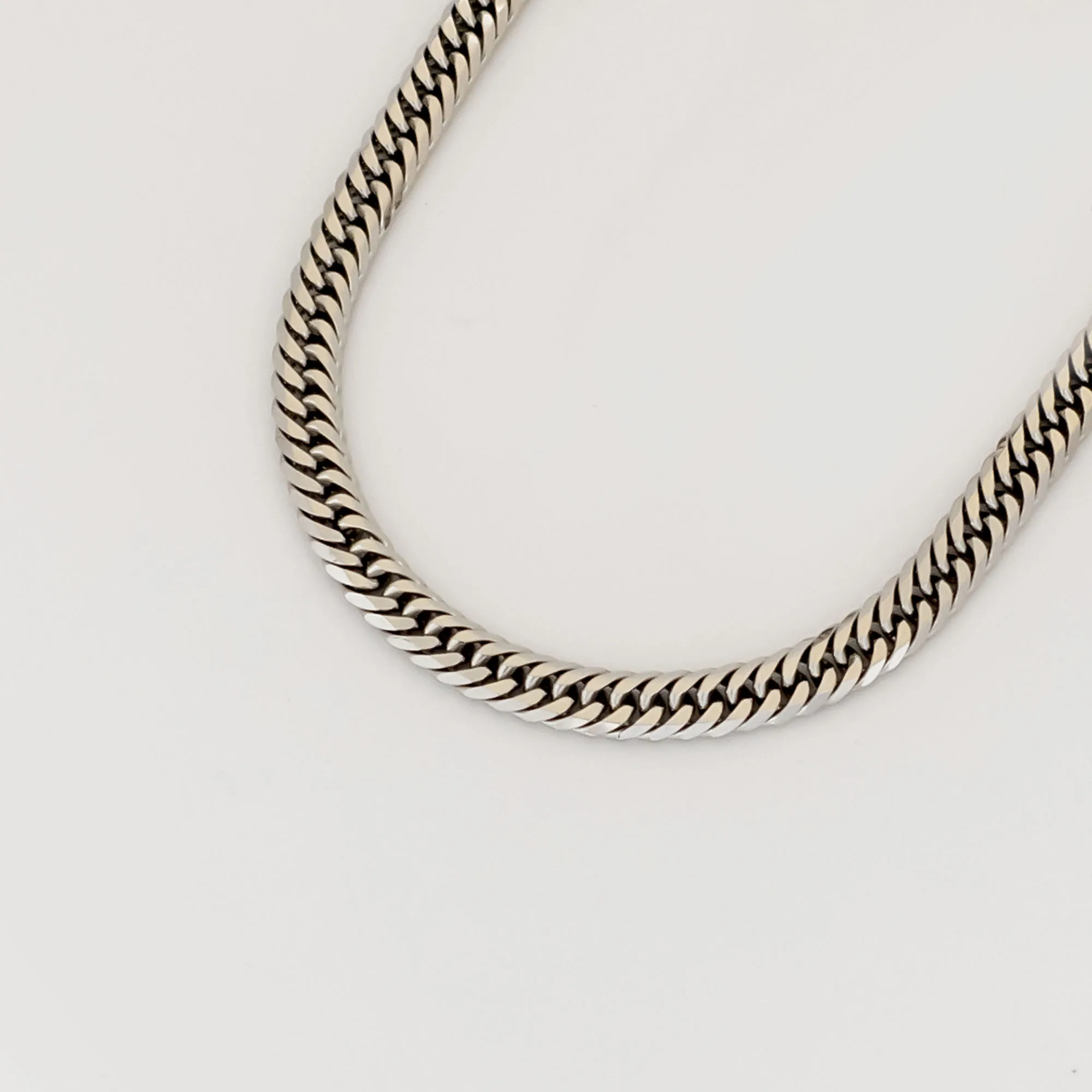 
Pt850 6 sides cut double curb chain 50cm 30g fine girls japanese necklace 