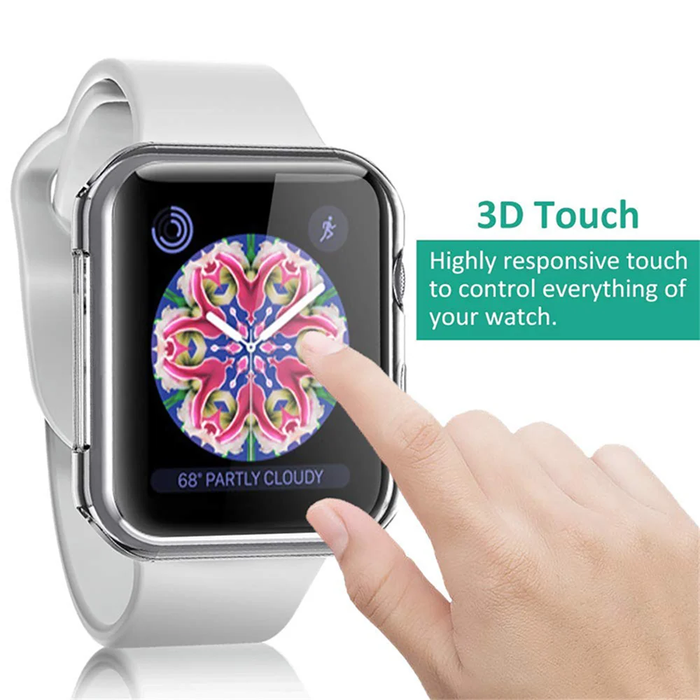 Прозрачная мягкая ТПУ Смарт-рамка для Apple Watch серии SE/7/6/5/4/3/2/1 чехол iWatch 38/40/41/42/44/45