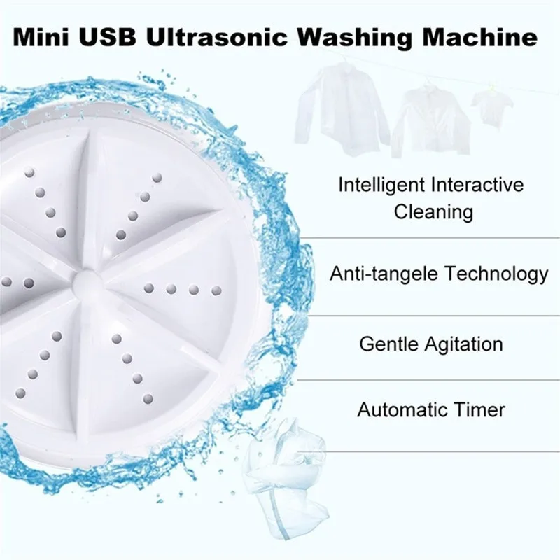 Ultrasonic Turbo Washing Machine Laundry Portable Travel Washer Air Bubble And Rotating Mini Washing Machine