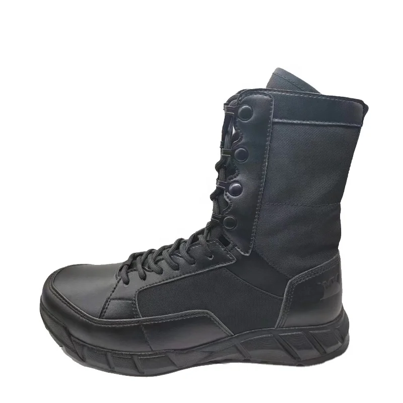 Men tactical boots side zip khaki brown and black Outdoor Shoes Tactical Combat Boots