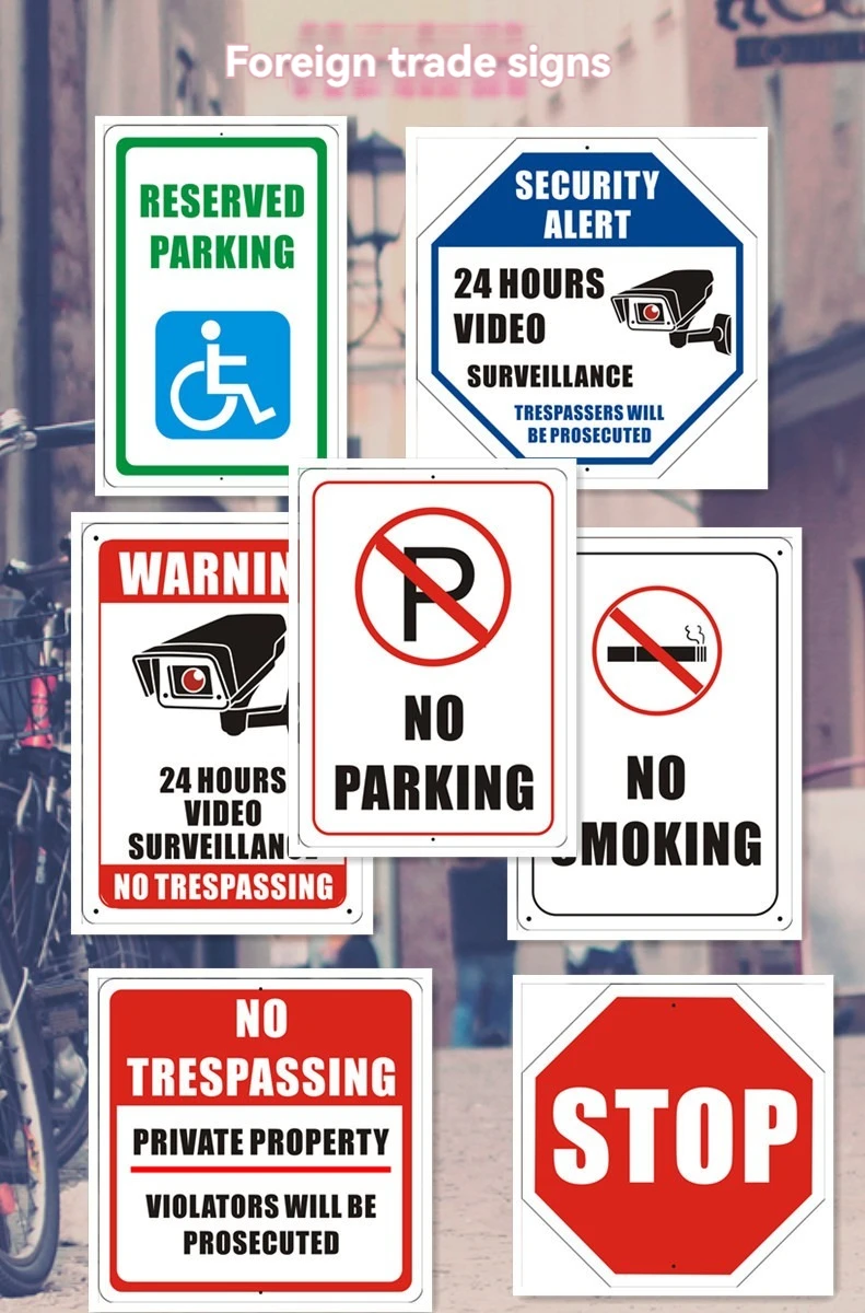 Wholesale Custom Design Reflective Plastic PVC Aluminum Street Parking Sign Road Safety Traffic Sign Warning Sign