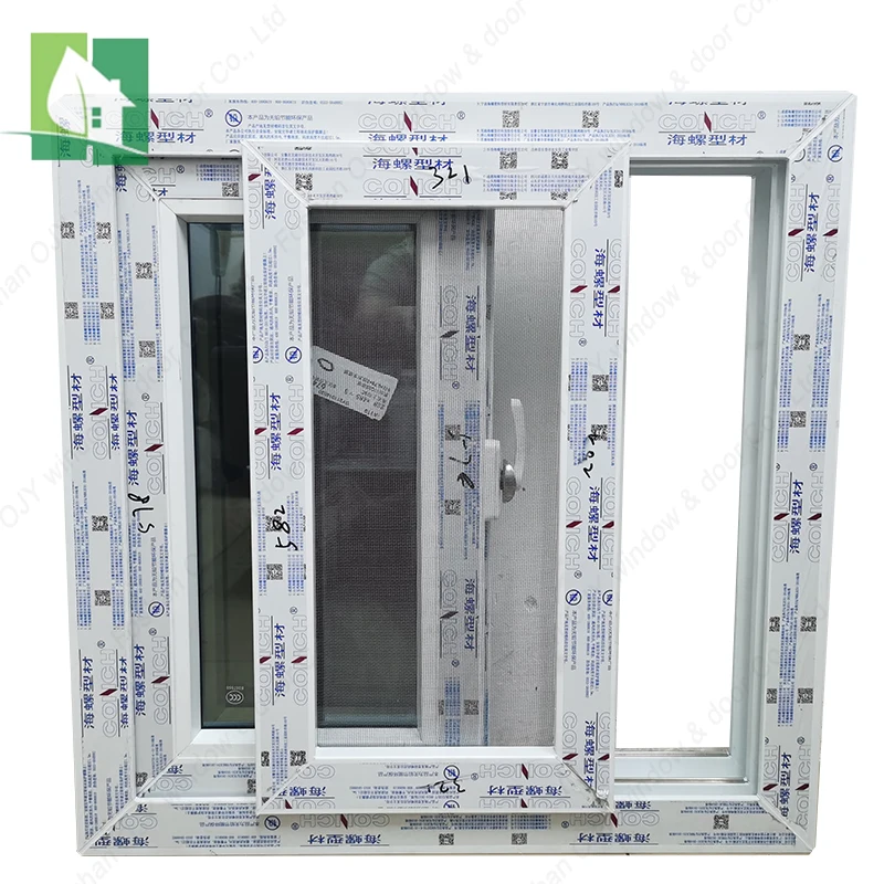 Grey White Vinyl Double Glazed Window upvc Commercial pvc Windows Sliding Laminated window