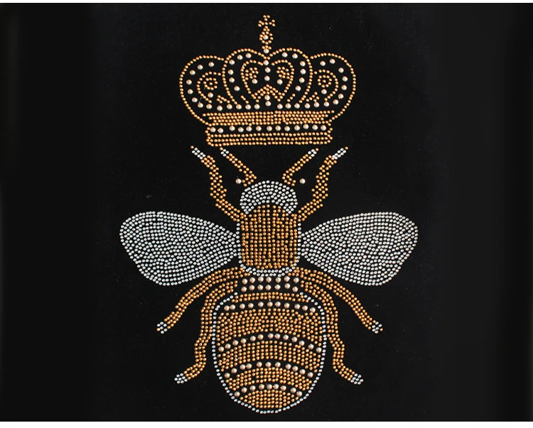 fashion gold bee and Imperial crown rhinestone Applique crystal patches cc rhinestone iron on diamond Patch for clothing decor