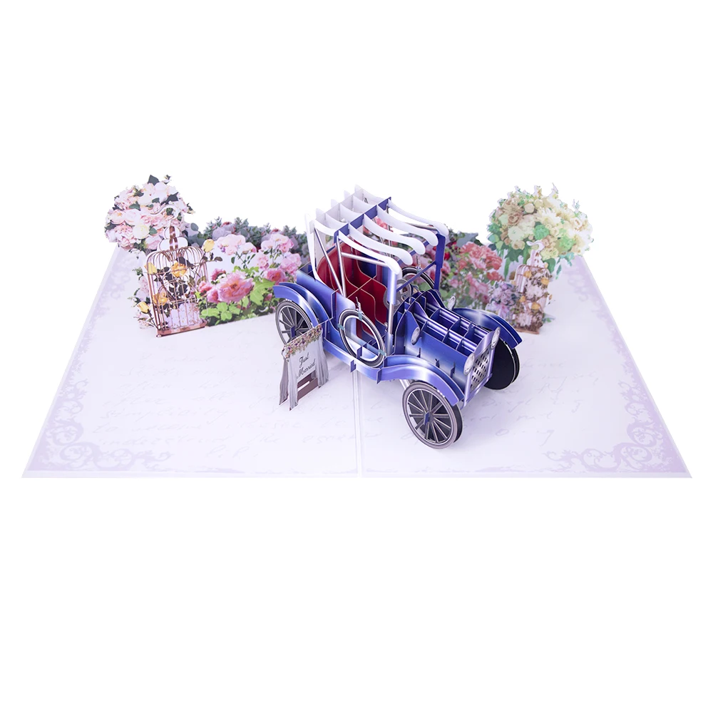 3d greeting pop up card wedding invitation wedding classic car model design customize