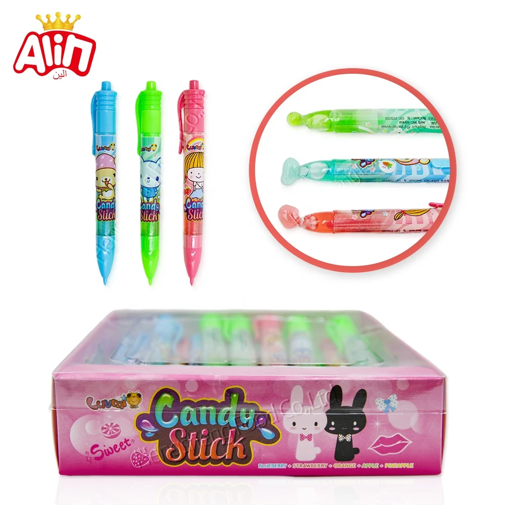 Розовая мультяшная коробка сладкого и кислого фруктового цвета сжимающая ручка конфеты