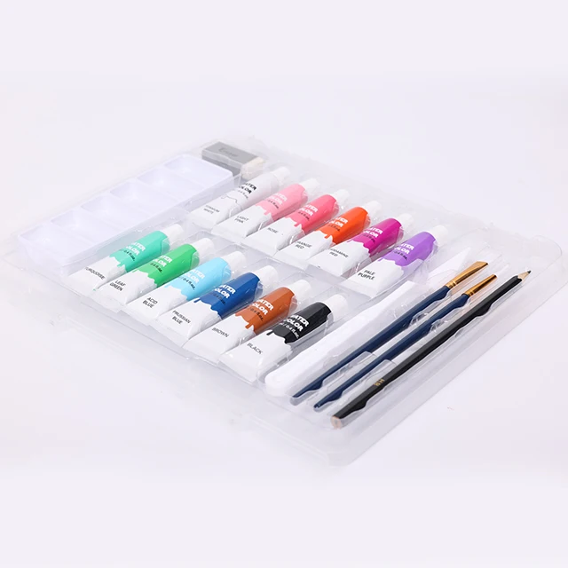 Easy-take acrylic paint and watercolor set with paint brushes and painting palette and a eraser